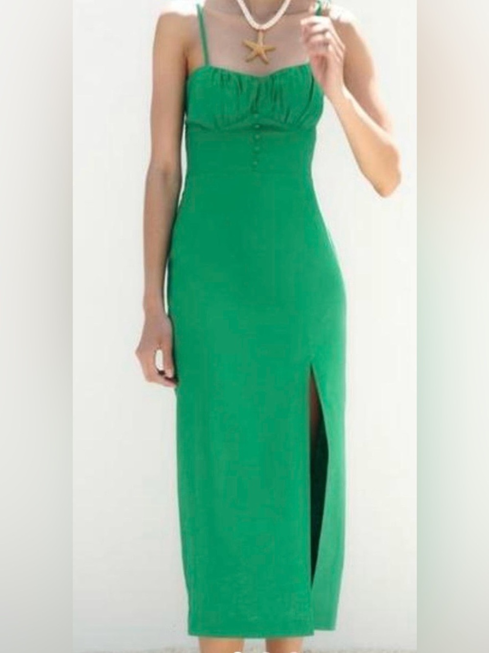 Green Slit Maxi Dress - Women